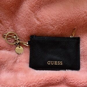 Guess Black Card Pouch with Gold Details
